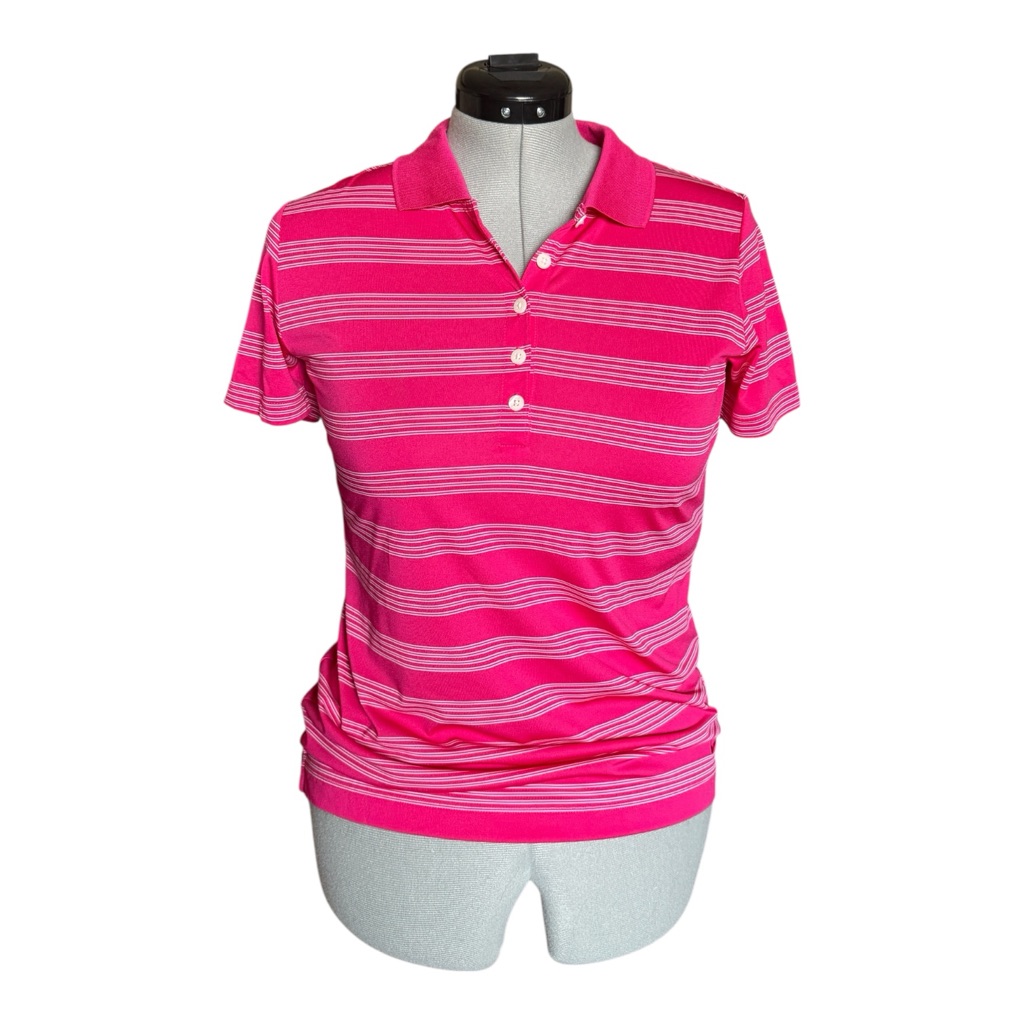 Nike Golf Tour Performance Polo- Hot Pink Striped Polo Shirt- Women’s Medium
